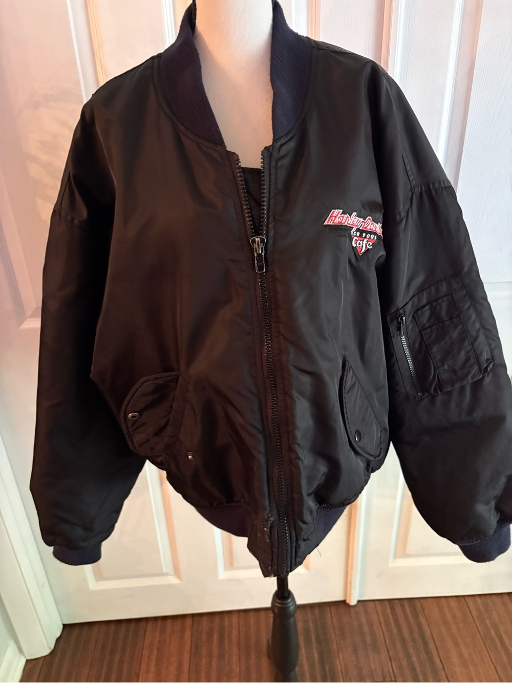 Harley-Davidson Black Bomber Jacket-Bought in HD-New York City Cafe-Rare